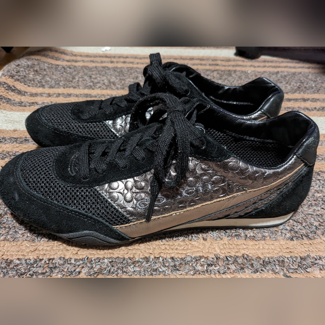 Coach New York Women's Leather Black Athletic Lace Up Sneakers Running Shoe 8m